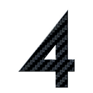 Numéro 4-Numéro adhésif pour boîtes aux lettres - Vinyle épais texturé, hauteur 50 mm - Carbone