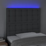 vidaXL Tête de lit à LED Gris foncé 90x5x118/128 cm Tissu