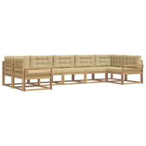 vidaXL Ensemble de canapés d'extérieur 7 pc Blanc et Beige