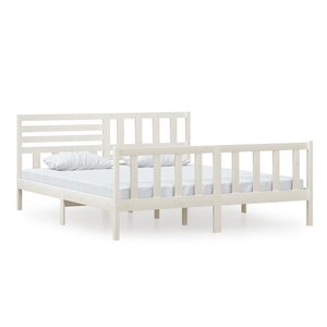 vidaXL Cadre de lit Blanc 180x200 cm Super King Bois massif