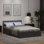 vidaXL Cadre de lit à rangement avec LED gris similicuir 120x200 cm