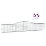 vidaXL Paniers à gabions arqués 3 Pièces 400x50x60/80 cm Fer galvanisé