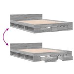 vidaXL Cadre de lit avec tiroirs sans matelas sonoma gris 160x200 cm