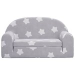 vidaXL Canapé-lit enfant 2 places gris clair étoiles peluche douce