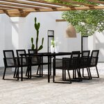 vidaXL Ensemble à manger de jardin 7 Pièces Noir