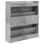 vidaXL Armoire à chaussures gris béton 80x21x87 5 cm bois d'ingénierie