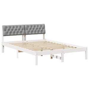 vidaXL Cadre de lit avec tête de lit Blanc et gris clair 140 x 190 cm