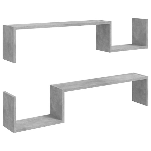 vidaXL Étagères murales 2 Pièces gris béton 100x15x20cm bois d'ingénierie