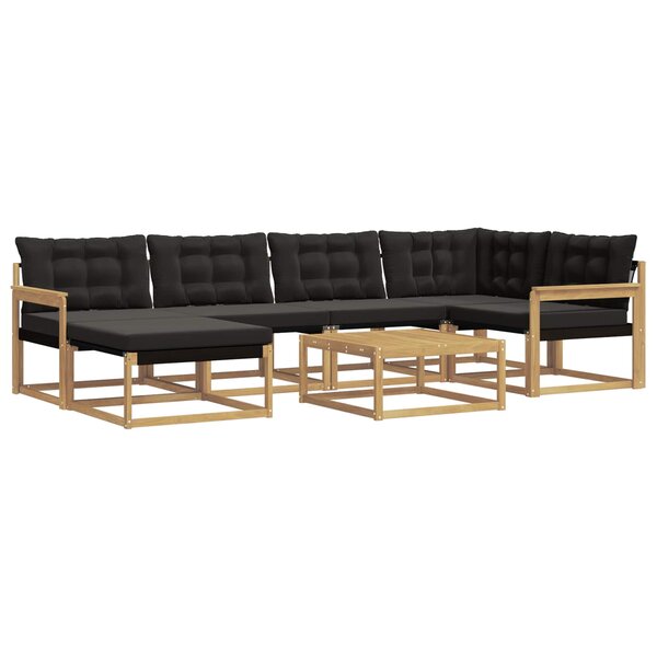 vidaXL Ensemble de canapés d'extérieur 7 pc Blanc et noir