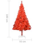Vidaxl sapin de noël artificiel led et support rouge 180 cm pvc