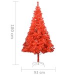 vidaXL Sapin de Noël artificiel pré-éclairé et support rouge 180cm PVC