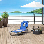 Bain de soleil pliable transat inclinable 4 positions chaise longue de lecture 3 coussins fournis bleu