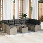 vidaXL Ensemble de canapé de jardin 10 Pièces Gris clair Poly rotin