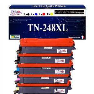 T3AZUR -5x Toners compatibles avec Brother TN248 XL pour Brother DCP-L3515CDW DCP-L3520CDW DCP-L3520CDWE DCP-L3555CDW DCP-L3560CDW