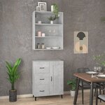 vidaXL Buffet haut Gris béton Bois d'ingénierie