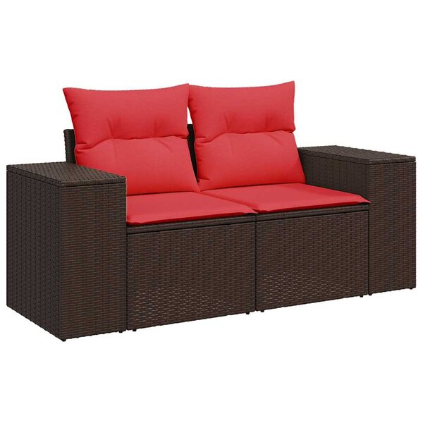 vidaXL Canapé de jardin avec coussins 2 places marron résine tressée