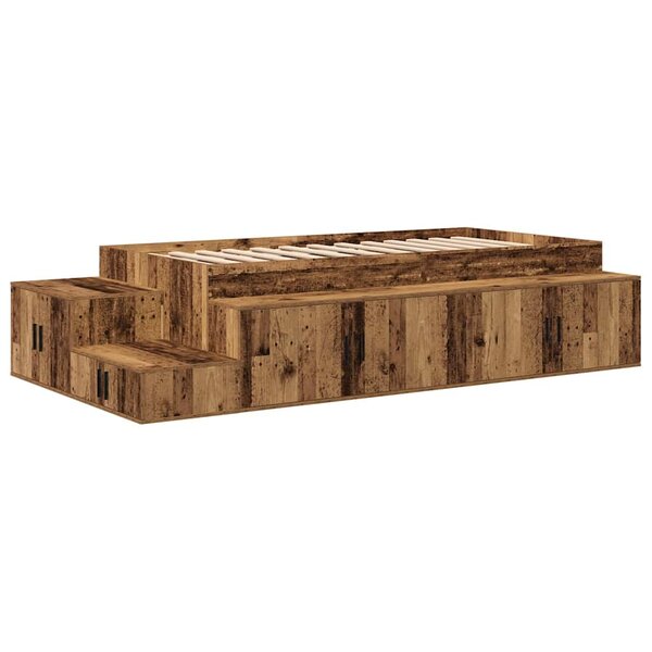 vidaXL Cadre de lit avec rangement Bois ancien 234 x 103 x 53.5 cm