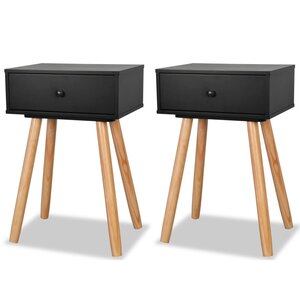 vidaXL Table de chevet 2 Pièces Bois de pin massif 40 x 30 x 61 cm Noir