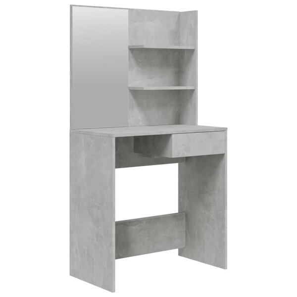 vidaXL Coiffeuse avec miroir Gris béton 74 5x40x141 cm