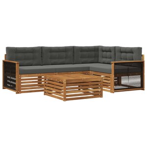 vidaXL Ensemble de canapés d'extérieur 5 pc Naturel et Anthracite