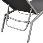 Vidaxl chaises longues 2 pcs avec table acier et textilène noir