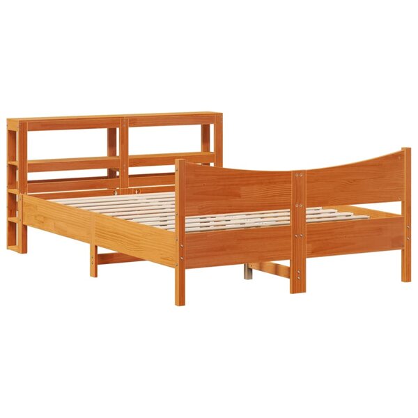vidaXL Cadre de lit et tête de lit cire marron 150x200 cm bois de pin