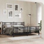 vidaXL Cadre de lit métal sans matelas avec pied de lit noir 193x203cm