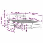 vidaXL Cadre de lit avec tiroir Blanc 140 x 200 cm Bois massif en pin