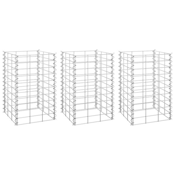 vidaXL Lits surélevés en gabion 3 Pièces 30x30x50 cm Fer