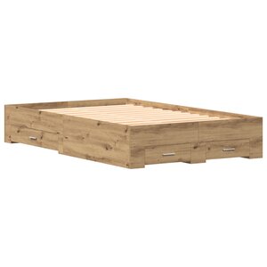 Cadre de lit vidaXL avec tiroirs Chêne Artisan 120x190 cm Bois reconstitué