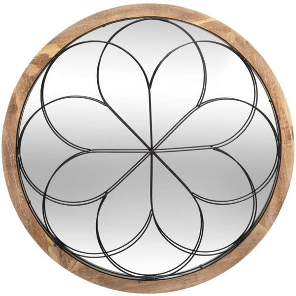 Miroir Rosace Sapin, MDF_E1, verre et fer - D. 64 x P. 3 cm - Beige moyen