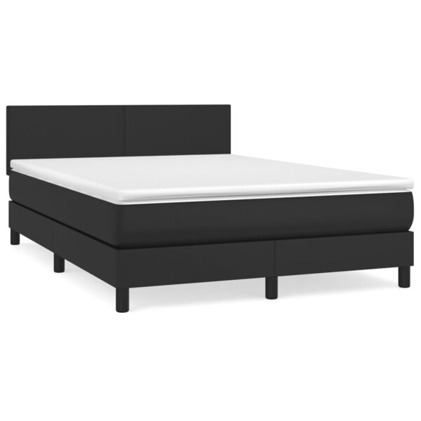 vidaXL Sommier à lattes de lit avec matelas Noir 140x200 cm Similicuir