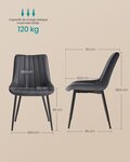Lot de 2 chaise salle à manger chaise cuisine supportant jusqu’à 120 kg pied en acier dossier ergonomique pour salle à manger cuisine gris 12_0006190