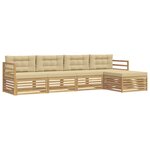 vidaXL Ensemble de canapés d'extérieur 5 Pièces Blanc et Beige Polyester