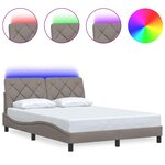 vidaXL Cadre de lit avec LED sans matelas taupe 140x200 cm tissu