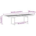 vidaXL Table à dîner de jardin (160-240)x100x75cm Bois d'acacia massif