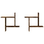 vidaXL Étagères murales 2 Pièces chêne fumé 50x12x50 cm Bois d'ingénierie