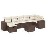 vidaXL Salon de jardin 8 Pièces avec coussins marron résine tressée