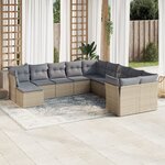 vidaXL Salon de jardin 11 Pièces avec coussins beige résine tressée