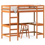 vidaXL Lit superposé avec bureau cire marron 100x200cm bois pin massif