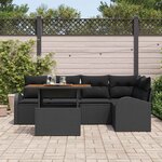 vidaXL Ensemble de canapé de jardin avec coussin 6 Pièces Noir