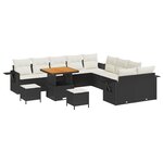 vidaXL Ensemble de jardin 13 pièces avec coussins en poly rotin noir et acacia.
