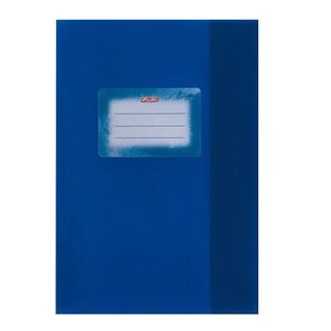 Protège-cahiers format A5 gravé paille PP Bleu foncé HERLITZ