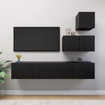 vidaXL Ensemble de meuble TV 4 Pièces Noir Bois d'ingénierie