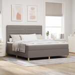 vidaXL Lit à Ressort avec Matelas Taupe King en Tissu