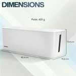 ACROPAQ Boîte cache câble – Grand (41 x 13 x 16 cm)  Cache multiprise  Boîte pour rangement des câbles  Boîte multiprise - Blanc