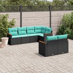 vidaXL Salon de jardin 7 Pièces avec coussins noir résine tressée