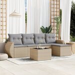 vidaXL Salon de jardin avec coussins 6 Pièces beige résine tressée