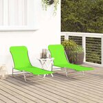 vidaXL Chaises longues pliables lot de 2 Acier et tissu Vert