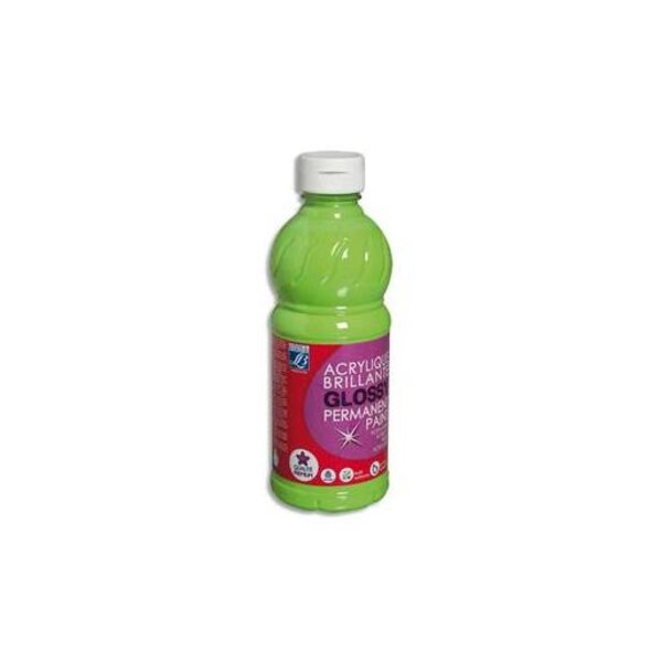 flacon 500 ml de peinture Acrylique Brillante Glossy Vert Anis LEFRANC BOURGEOIS